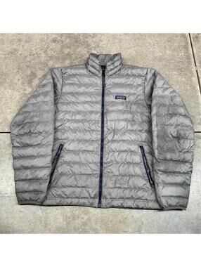 vintage patagonia down sweater grey zip up puffer jacket size medium